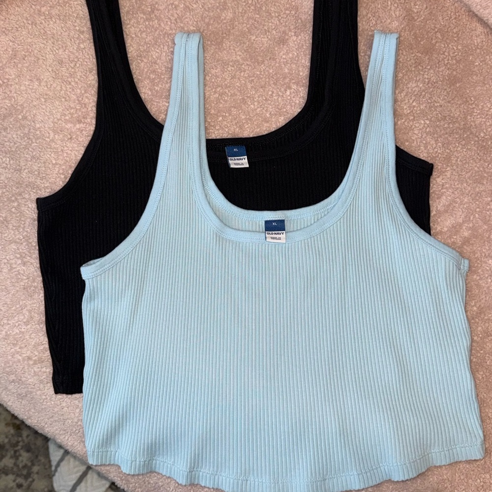 Old Navy Ribbed Tank Top Duo - Black and Light Blue